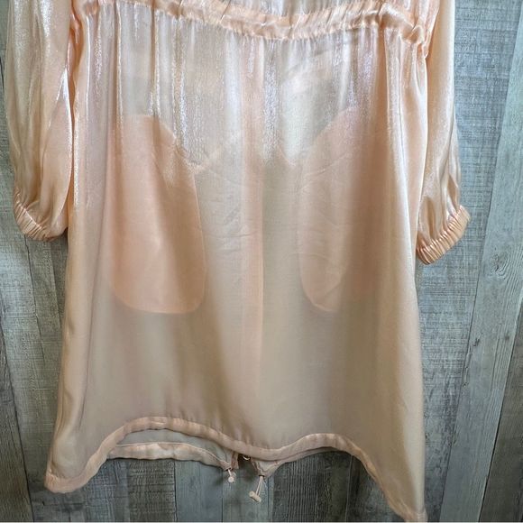 Future Collective Peach Color Organza Hooded Jacket w/Zippered Front & Pockets - Picture 5 of 15